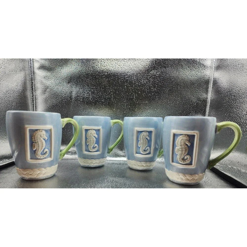 Pfaltzgraff Beachcomber Sea/Nautical/Ocean MUGS (4) READ LISTING!!!